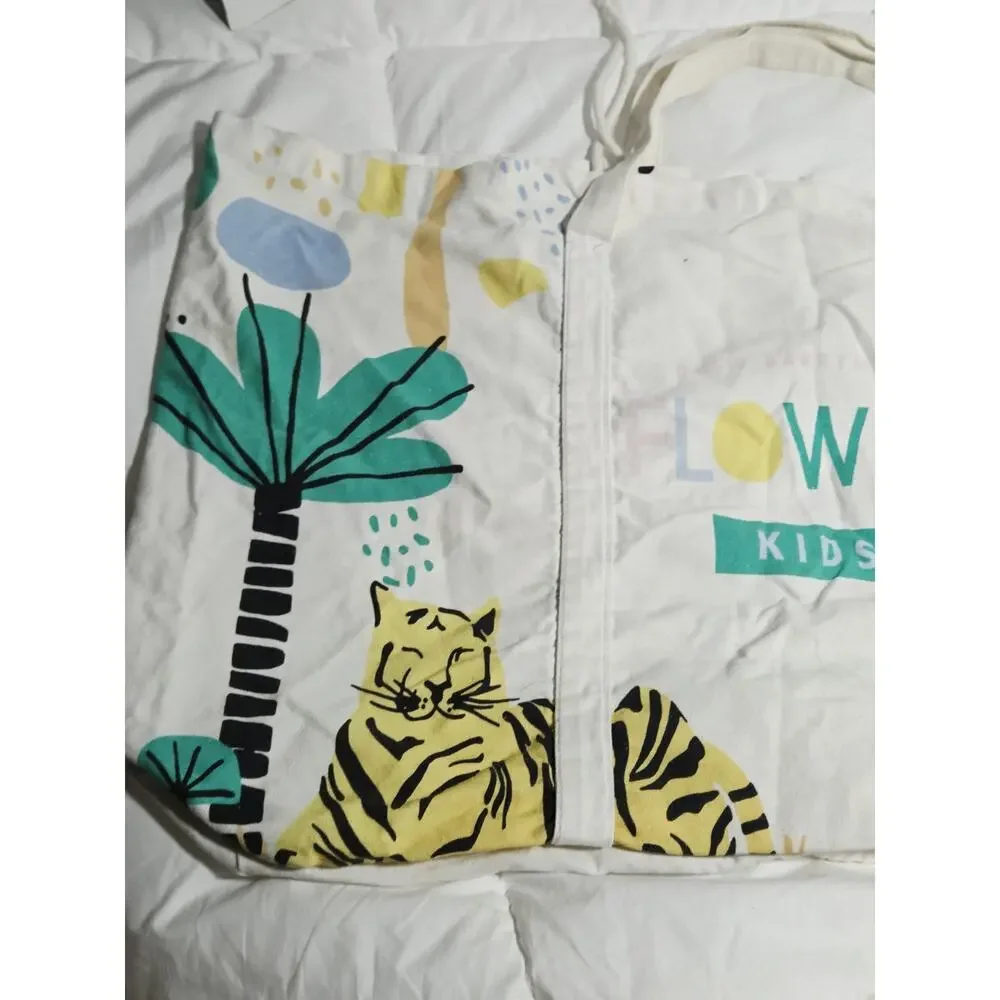 Htf Drew Barrymore Flower Kids Large Tote Safari Cotton Reusable Bag Rare